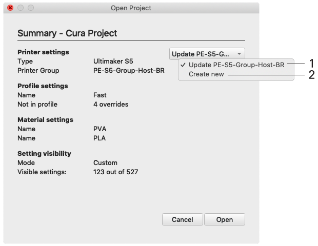How to open an Ultimaker Cura project file