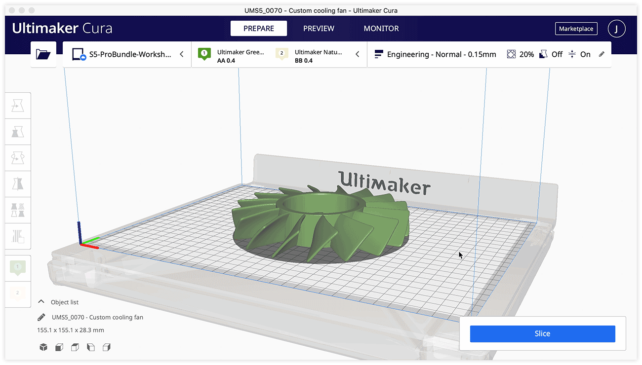 Working with connected printers in Ultimaker Cura